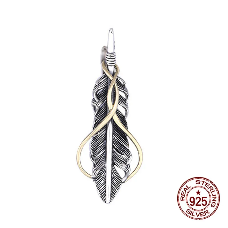 

S925 sterling silver pendant jewelry personality retro Indian style feather flying eagle couple shape to send a gift of love hot