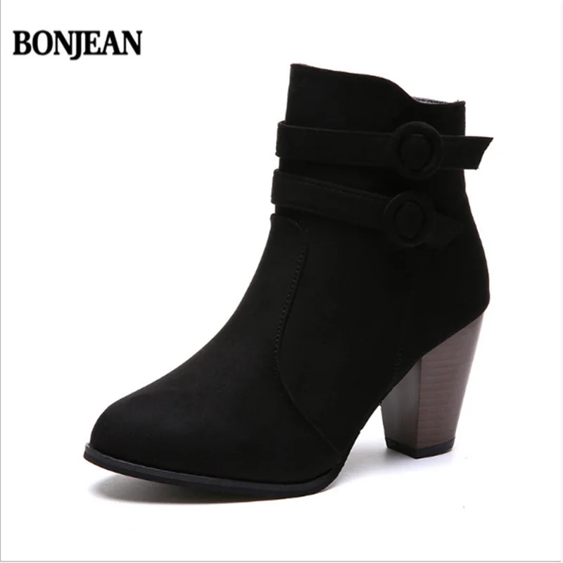Bonjean/женские осенние ботильоны для отдыха однотонные винтажные полусапожки на