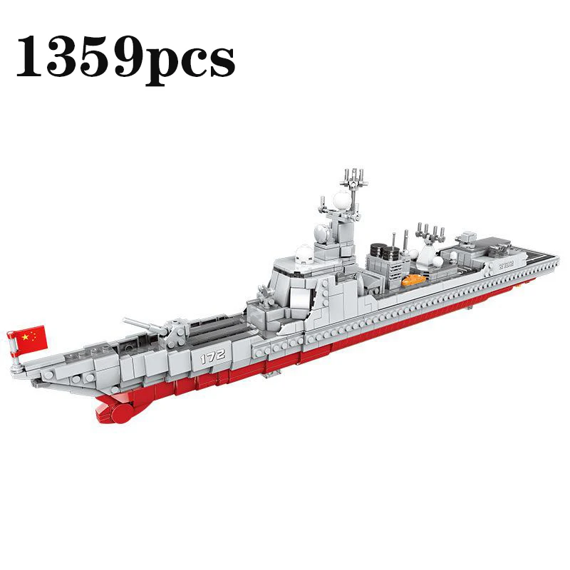 

1359PCS new warship guided-missile destroyer cruiser warship aircraft ship assembly building blocks for children's birthday gift