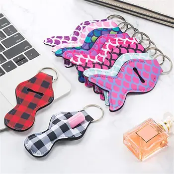 

1pc Mermaid Tail Neoprene Lipstick Holder Keychain Chapstick Key Chain Holder Lip Balm Vibrant Prints Key Chain Holder