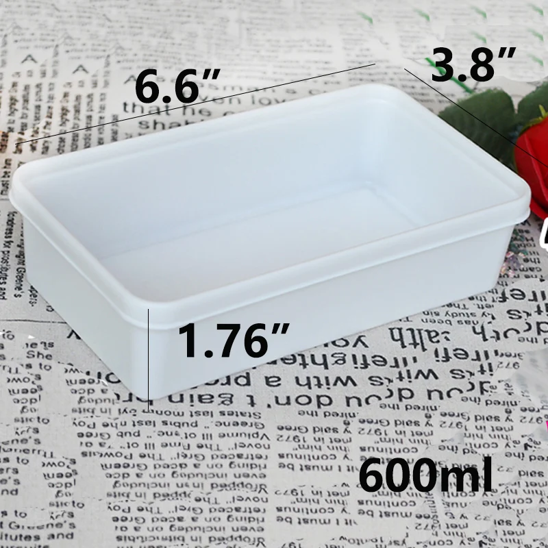 Microwavable одноразовая коробка на вынос с прозрачной матовой крышкой многоразовые BPA бесплатно 250 мл/350 мл/500 мл/600 мл/650 мл/1200 мл - Цвет: 600ml  25sets