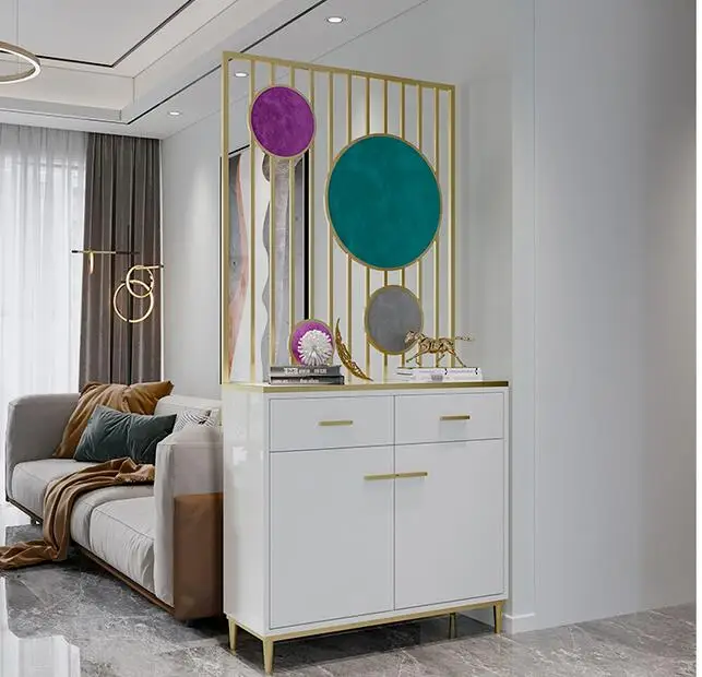 Nordic screen cabinet shoe cabinet integrated hall entrance porch light luxury living room iron partition cabine