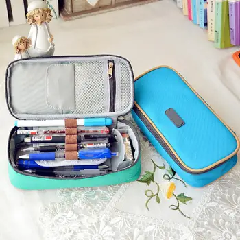 

New Zipper Nylon Pencil Case Pen Bag large capacity Durable Makeup Pouch School Office Stationery Organizer Storage Pouch