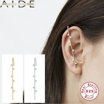 

Aide 925 Sterling Silver Stud Earrings Ear Needle Crawler Hook Earring For Women Surround Auricle Diagonal Fine Jewelry 2020