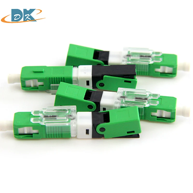 SC APC optical fiber connectors ESC250D FTTH Flat Fast Quick Tool support 0.9mm 2.0mm 3.0mm Indoor Field kit de fibra optica zoerax rj45 cat8 cat7 cat6a connectors tool free reusable ethernet termination plugs internet plug fast field installation