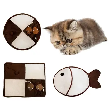 

Cat Scratching Mat Natural Sisal Kitten Play Scratcher Pad with Catnip Mice Toy