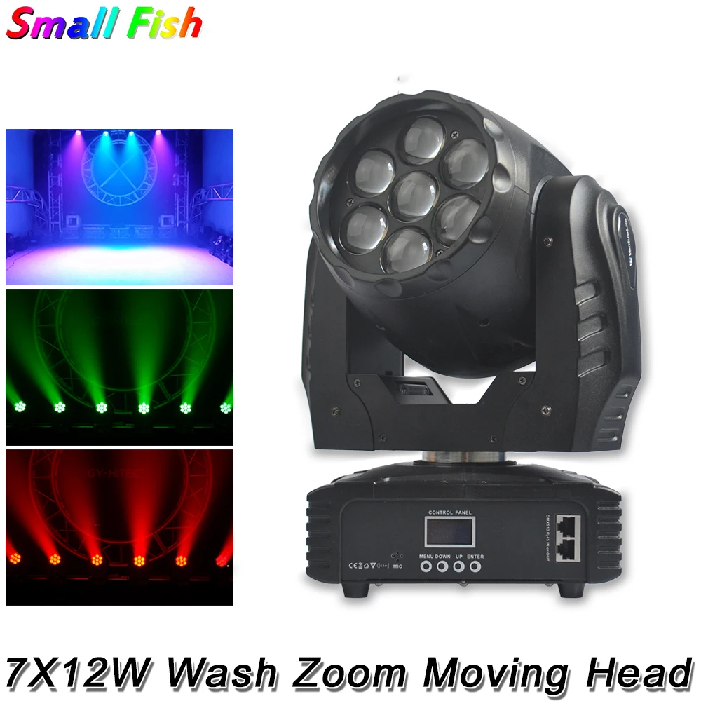 

New 7x12W Wash Zoom Moving Head Light DMX512 Stage Effect Spotlight Professional Disco DJ Party Show Wedding Club Wash Lights