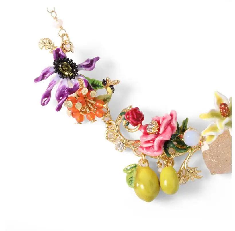 Ручной работы дизайнерский эмаль glaz аксессуар «цветок» ожерелье с лавандой браслет и кольцо женские роскошные ювелирные изделия