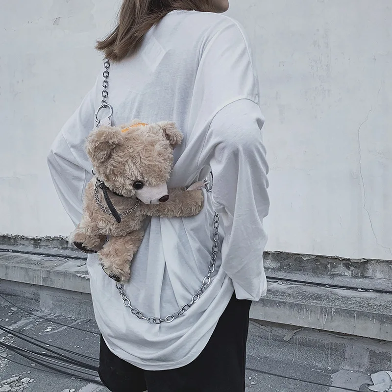 

Shaking Voice Network Red Disco Dancing Bag Street Popular Brand bear bao Chain Shoulder Variety Back Method Cute Plush WOMEN'S