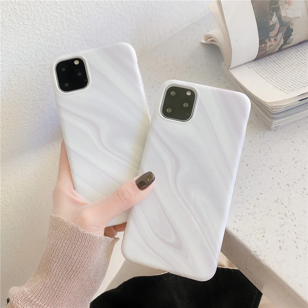 Белый чехол с рисунком воды для iPhone X XS MAX XR мягкий силиконовый из ТПУ и мрамора 11 Pro