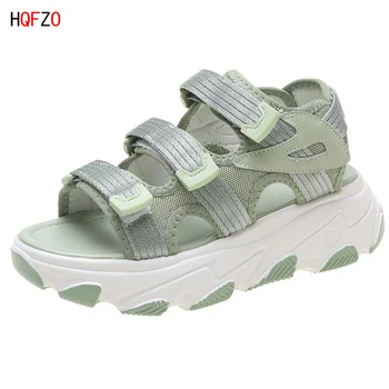 

HQFZO Thick Bottom High Heels Platform Trend Women Sandals Hot Beach Sandals Casual Toe-open Color Summer Chunky Sports Shoes