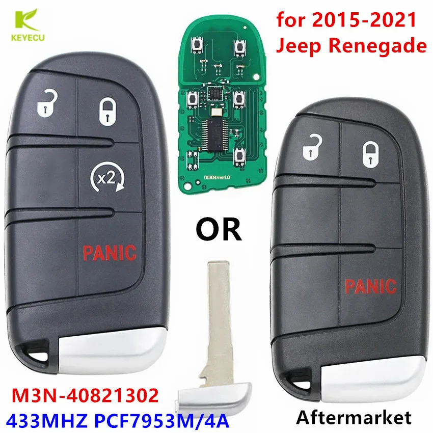 Keyecu Replacement Smart Keyless Remote Key Fob 433mhz 4a Chip For 2015 2021 Jeep Renegade Fcc M3n40821302 6by88dx9a Car Key Aliexpress