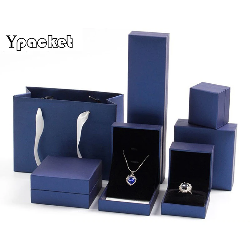 50pcs/lot High Quality Jewelry Box Blue Jewelry Case Ring Earring