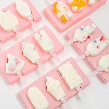 

New Silicone Ice Cream Mold Popsicle Molds DIY Homemade Cartoon Ice Cream Popsicle Dessert Ice Cream Mold with Popsicle Stick