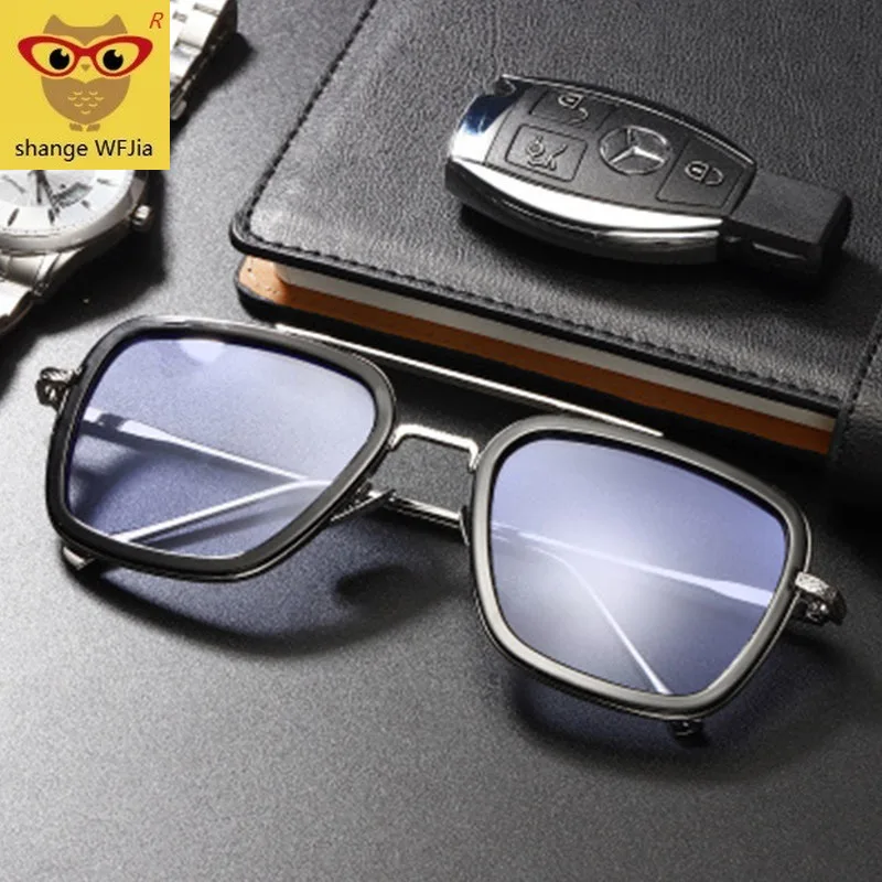 Tony Stark Sunglasses Men Avengers Iron Man 2019 Luxury Fashion Square Sunglasses Spider Man Edith Robert Downey Jr Sun Glasses
