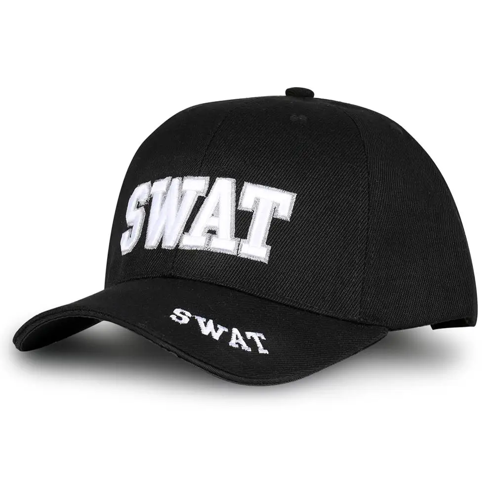 Высококачественная мужская бейсбольная кепка с вышитыми буквами SWAT Черная для