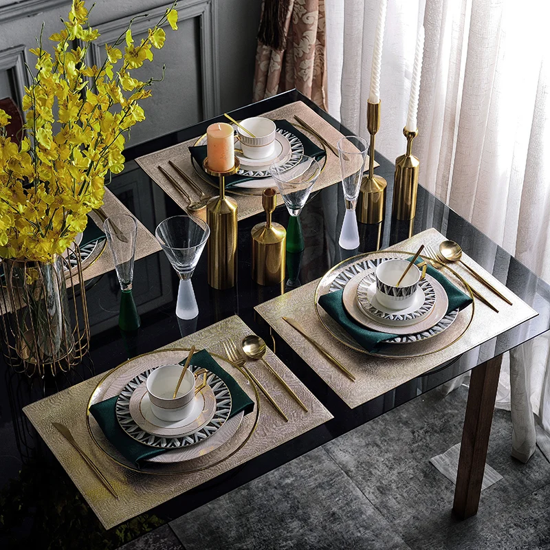 Teal black and white Bone Luxury Creative Tableware Set 4 Teal black and white Bone Luxury Creative Tableware Set 4