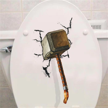 

3d vivid Thor hammer broken wall stickers for kids rooms window toilet home decor pvc Avengers wall decals art diy mural posters