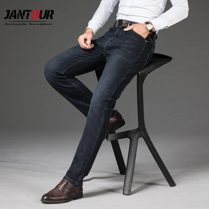 Pantalones vaqueros elásticos de estilo clásico para hombre, jeans gruesos y sueltos informales de negocios, 40 42 44 46, novedad, Otoño e Invierno