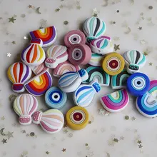 5 uds comida grado globo de arco iris cuentas de silicona ronda bebé cuentas de dentición BPA libre para DIY Pacifer cadena accesorios de bebé juguetes