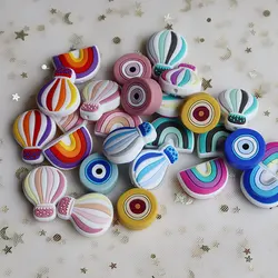 5Pcs Food Grade Rainbow Balloon Silicone Beads Round Baby Teething Beads  BPA Free For DIY Pacifer Chain Baby Accessories Toys