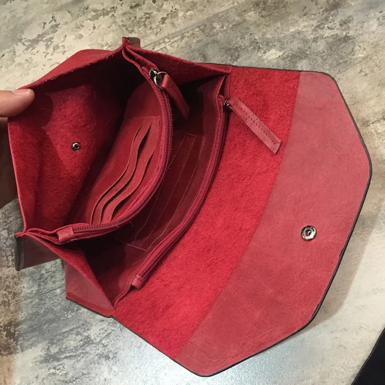 Kopen Eerste Laag Koeienhuid Effen Kleur Lederen Grote Capaciteit Portemonnee Portemonnee Vrouwen Tas