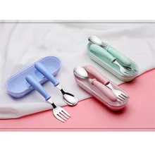 Ensemble de vaisselle nordique pour bébé, ustensiles pour enfants, vaisselle en acier inoxydable, coutellerie, dessin animé, alimentation pour nourrissons, cuillère, fourchette
