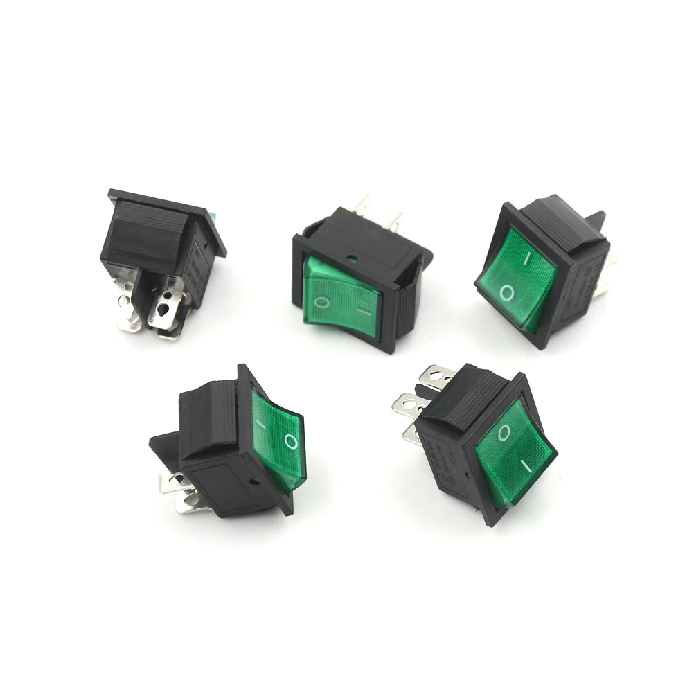 5 шт. 16A/250V 20A/125V KCD4-201 лампа 4-контактный на включение/выключение 2 Позиции клавишный