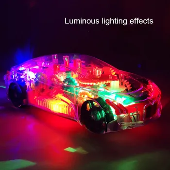 

Electric Toy Car Universal Gear Mechanical Concept Colorful Light Music Cartoon Transparent Toy Car S7JN