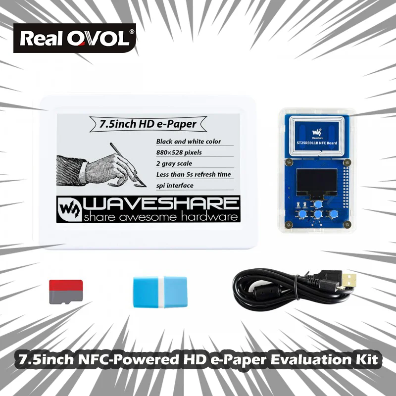 

RealQvol HD 7,5 дюйма электронная бумага NFC-работает оценочный комплект беспроводное питание и передача данных подходит для ярлыков на полках супермаркетов