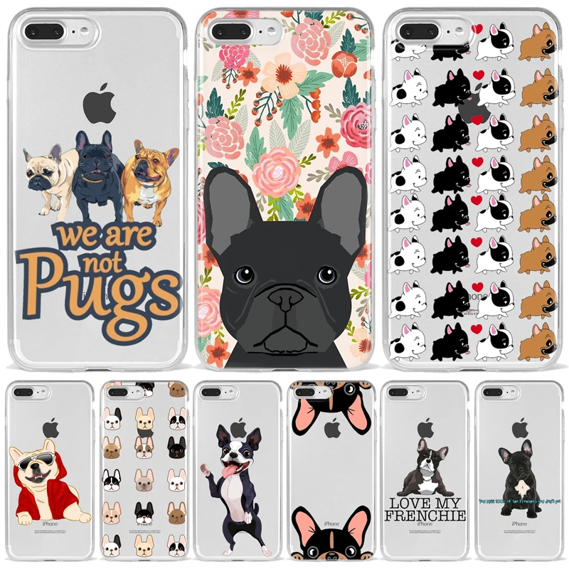 Phone Case For iPhone XR XS 11 12 13 Mini Pro MAX 8 7 6 S Plus Pug French Bulldog Silicone Soft Back Cover Fundas Coque iphone 13 pro max cover