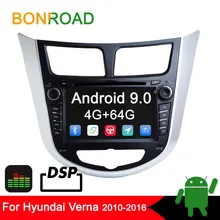 Bonroad 2din Android 9.0 samochodowe odtwarzacz multimedialny odbiornik stereo dla Hyundai Solaris Verna Accent 2010-2016 GPS radiowy system nawigacyjny