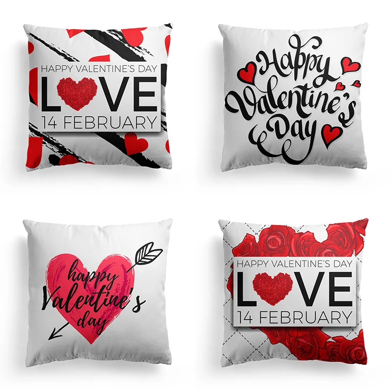 

Valentine's Day LOVE Letters Decorative Pillowcase Short Plush Cushion Cover Throw Pillow Sofa Decoration Cojines Decorativos