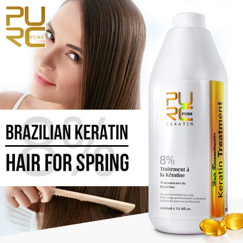 Purc Brazilian Smoothing Hair Keratin Treatment Formaldehyde Professional  Straightening Curly Hair Scalp Care Products 1000ml 8% - Conditioners -  AliExpress