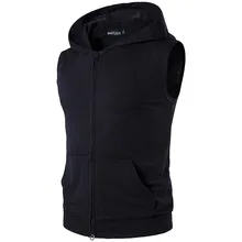 High Street Large Pocket Zipper Ouma Hooded Vest Waistcoat Hooded Vest Multi-color