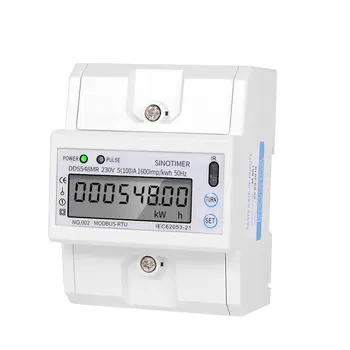 

Multi-functional Single Phase or 3 Phase 4 Wire 5-100A 230V AC Energy Meter Electric Consumption Meter Monitor DIN Rail