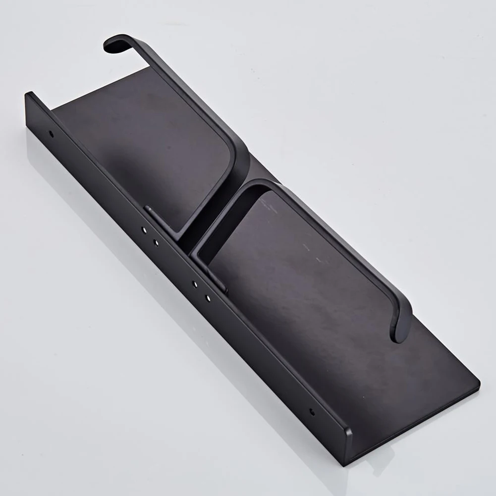 

Aluminum Alloy Toilet Paper Holder Bathroom Rustproof Phone Rack Double Layer Multifunction Towel Wall Mount Space Saving Shelf