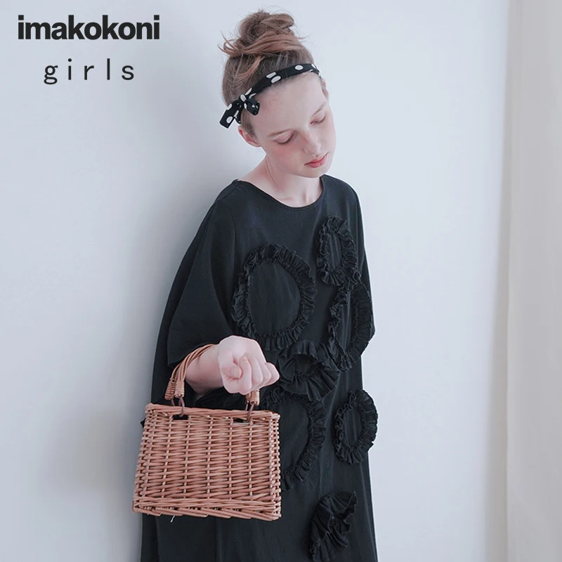 Черное Кружевное Платье Imakokoni оригинальный дизайн Свободная Повседневная рубашка с коротким рукавом