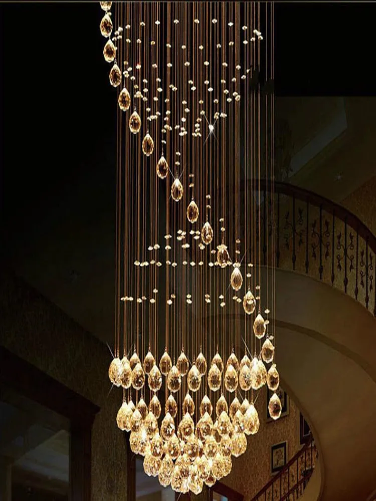 Luces Led de techo de cristal para escalera, lámpara colgante de techo de  lujo para Hotel, vestíbulo, sala de estar, 6/8/13|Luces para el techo| -  AliExpress