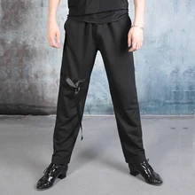 Латинские леггинсы для танцев, стиль, тренировочное танцевальное платье, штаны, леггинсы для танцев, ленты, мужские спортивные брюки, Мужская одежда для танго, BL2726