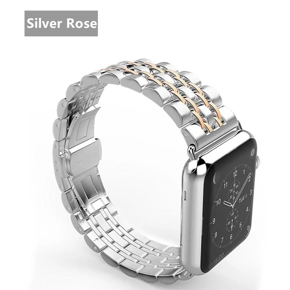 Ремешок из нержавеющей стали с бабочкой для apple Watch band 4(iwatch 5) 44 мм 40 мм apple watch 3 2 1 42 мм 38 мм correa pulseira - Цвет ремешка: Silver Rose