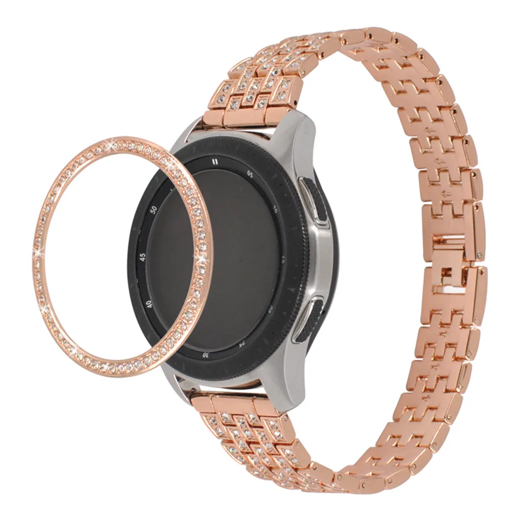 Для samsung Galaxy Watch 46 мм, драгоценный камень кольцо клеющаяся крышка против царапин Металл Нержавеющая сталь Смарт-часы аксессуары