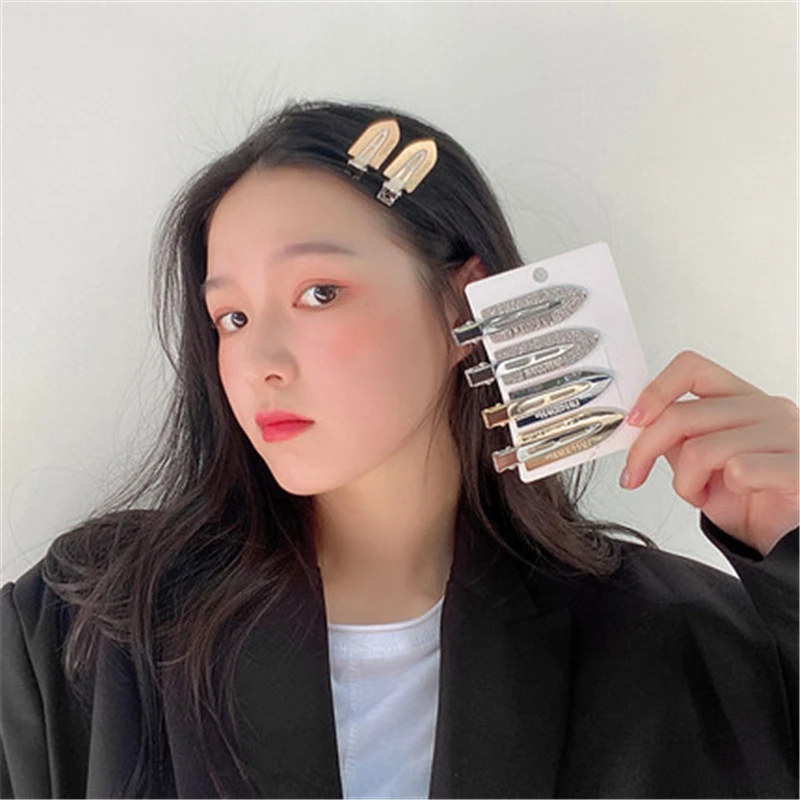 クリスタルなし曲げシームレスヘアクリップ側前髪修正フリンジバレッタメイク洗顔アクセサリー女性女の子スタイリングヘアピン Women S Hair Accessories Aliexpress