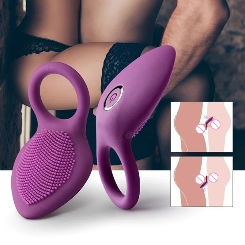 Vibrating Penis Ring Men Cockring Clitoris Stimulate Vibrator Delayed Premature Ejaculation Rings Adult Sex Toys for