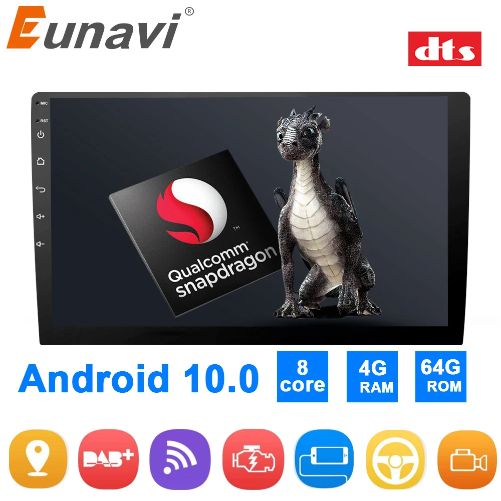 Eunavi 2 Din Car Radio GPS Multimedia Player 4G 64GB HIFI DSP DTS Universal HD Screen 2Din Autoradio Stereo Video