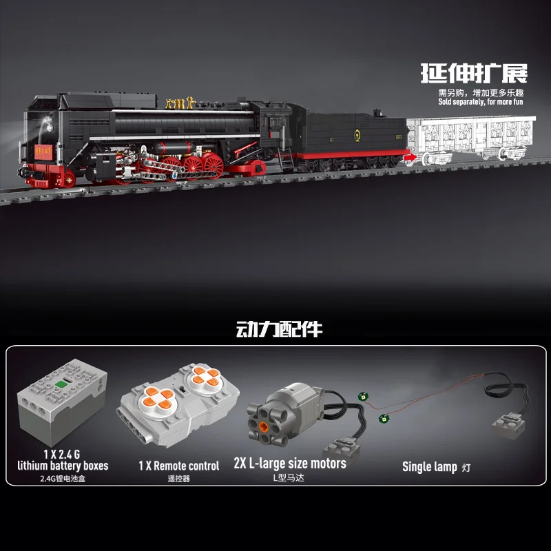 Mould King 12003 City series The QJ Steam Locomotives Remote control train Building Blocks bricks Kids DIY Toys Christmas Gifts