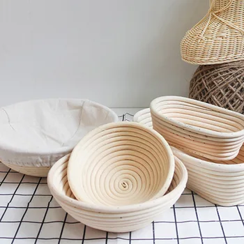 

Various Shapes Fermentation Indonesia Imported Rattan Basket Hand Knitting European-style Bread Baguette Dough Baskets A