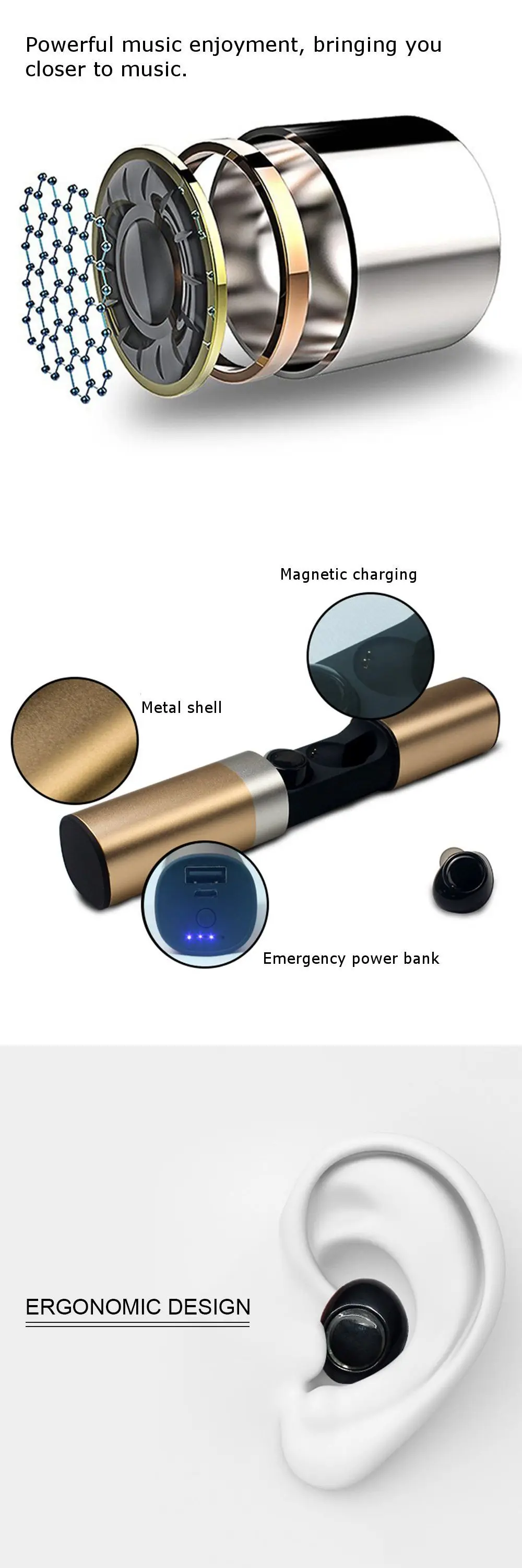 LEORY S2 TWS беспроводные Bluetooth наушники Hi-Fi стерео мини наушники-вкладыши Спортивная Музыкальная гарнитура с портативной зарядной коробкой