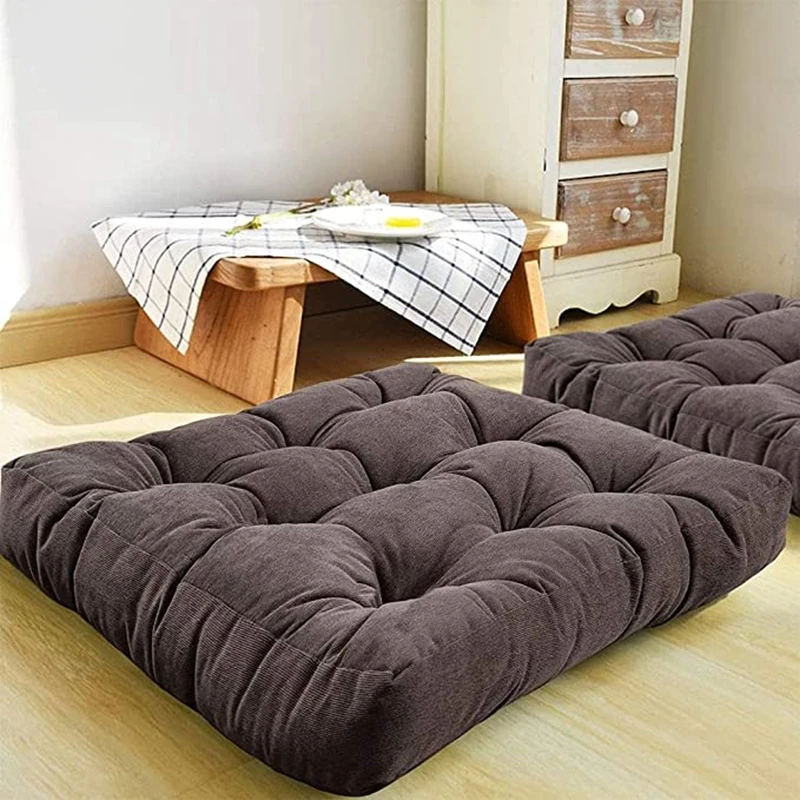 

Inyahome Square Floor Seat Pillows Cushions Soft Thicken Yoga Meditation Cushion Pouf Tufted Corduroy Tatami Floor Pillow