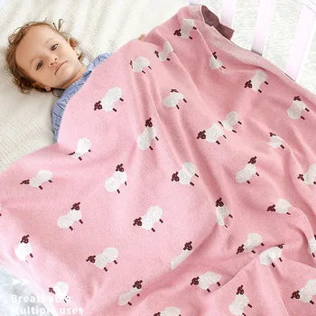 

Infant Baby Boy Girl Sheep Printing Knit Blanket New 2020 Autumn Winter Newborn Baby Quilt Boys Girls Hold Blanket